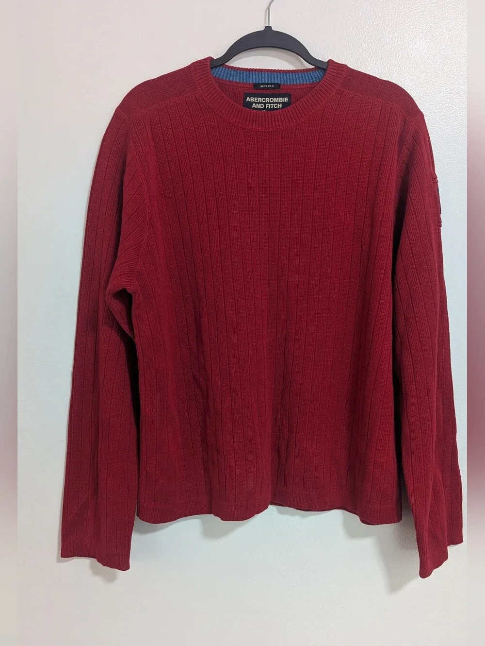 Vintage Y2K Abercrombie & Fitch Size XL Red Ribbed Knit Muscle Sweater